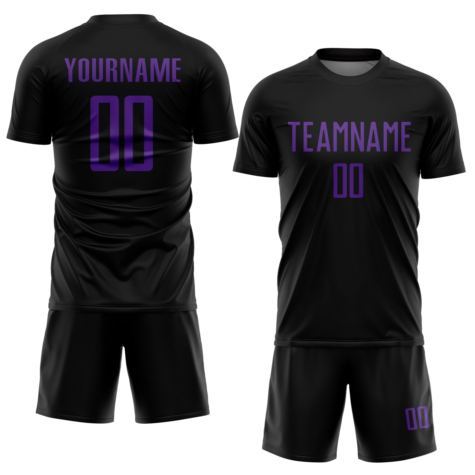 Custom Black Purple Sublimation Soccer Uniform Jersey