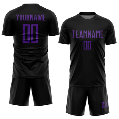 Custom Black Purple Sublimation Soccer Uniform Jersey