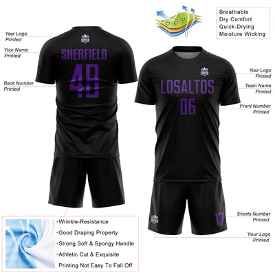 Custom Black Purple Sublimation Soccer Uniform Jersey
