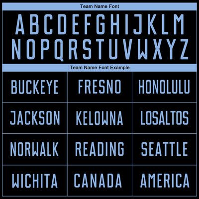 Custom Black Light Blue Sublimation Soccer Uniform Jersey