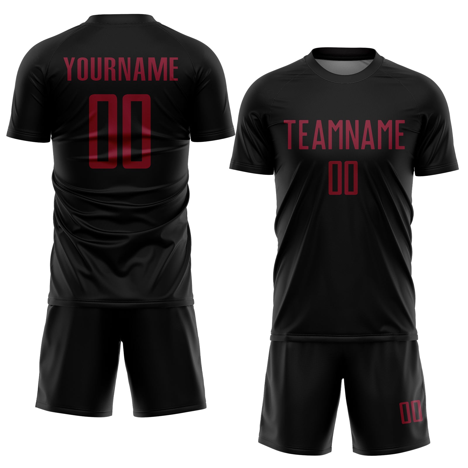Custom Black Crimson Sublimation Soccer Uniform Jersey
