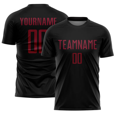 Custom Black Crimson Sublimation Soccer Uniform Jersey