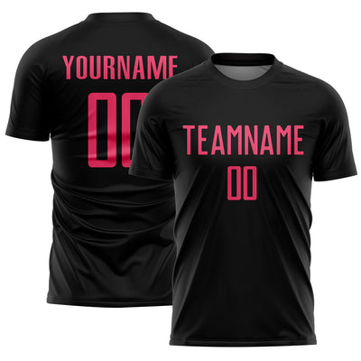 Custom Black Neon Pink Sublimation Soccer Uniform Jersey