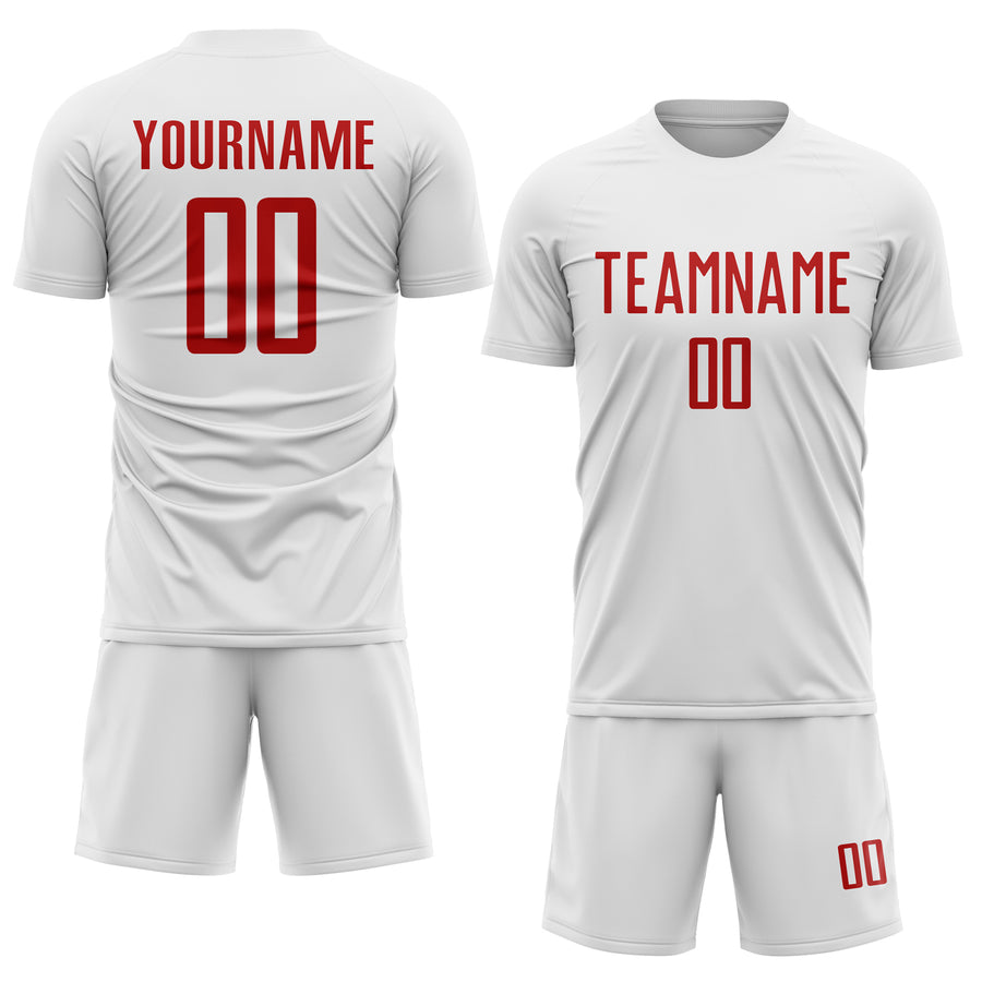Custom White Red Sublimation Soccer Uniform Jersey