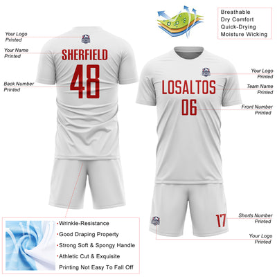 Custom White Red Sublimation Soccer Uniform Jersey