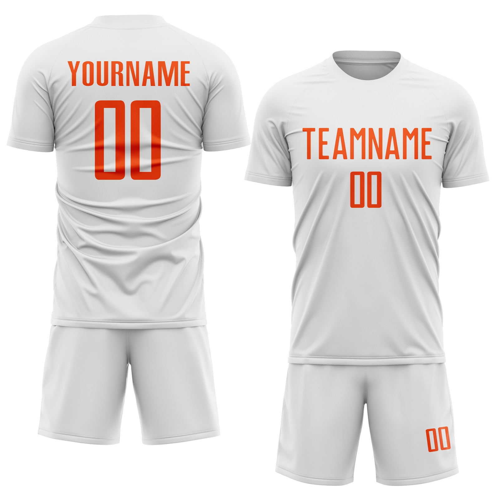 Custom White Orange Sublimation Soccer Uniform Jersey