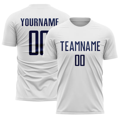 Custom White Navy Sublimation Soccer Uniform Jersey