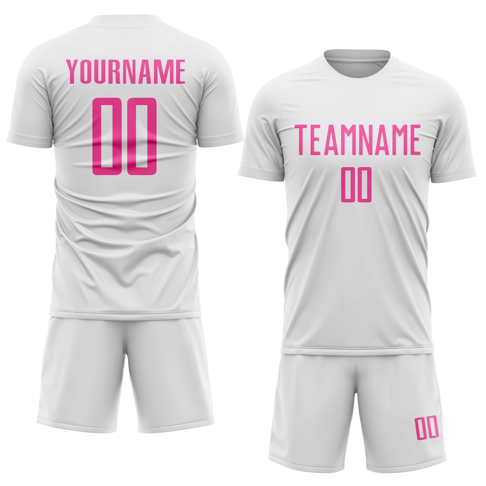 Custom White Pink Sublimation Soccer Uniform Jersey