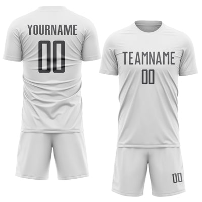 Custom White Steel Gray Sublimation Soccer Uniform Jersey