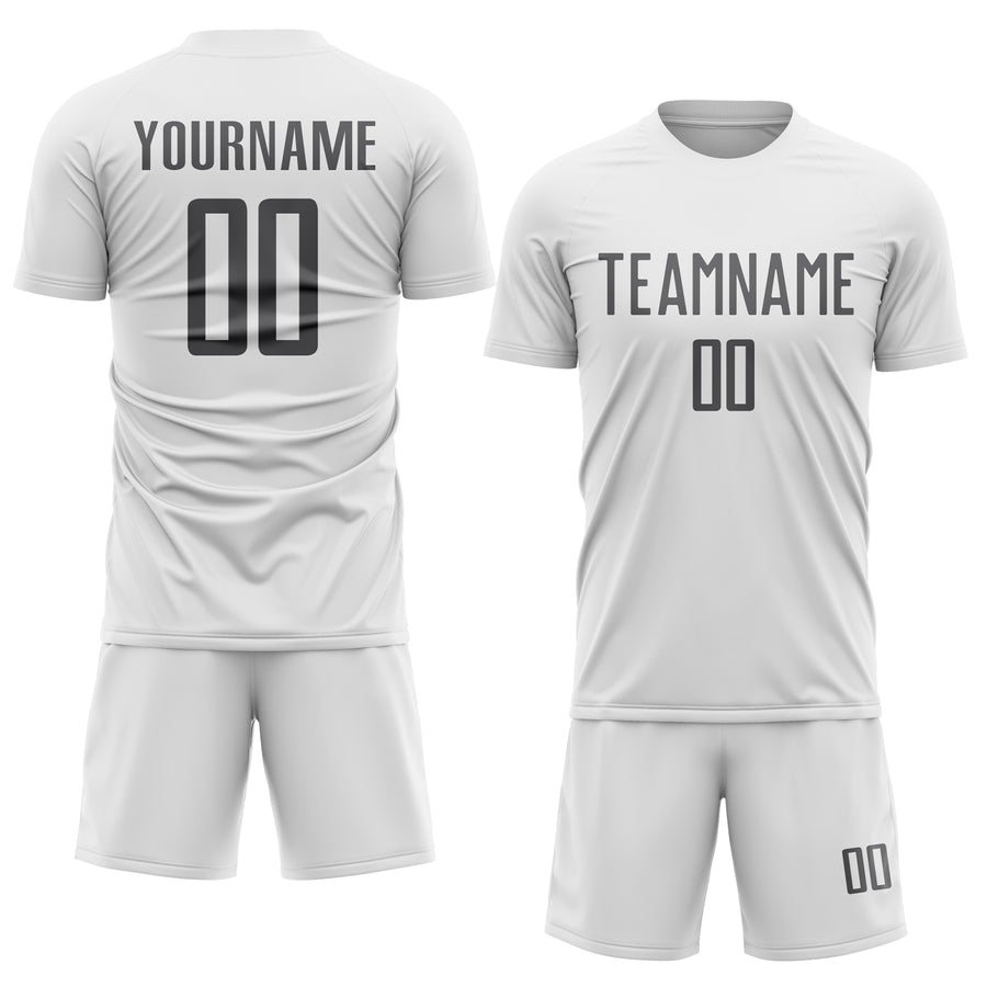 Custom White Steel Gray Sublimation Soccer Uniform Jersey