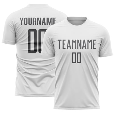 Custom White Steel Gray Sublimation Soccer Uniform Jersey