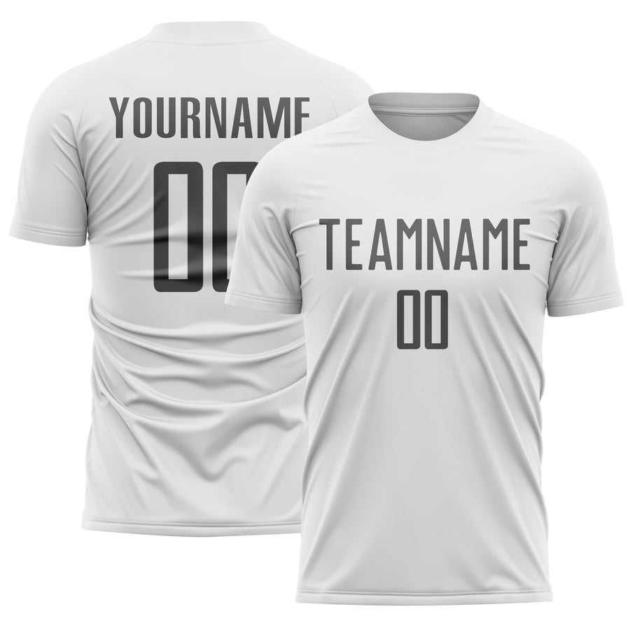 Custom White Steel Gray Sublimation Soccer Uniform Jersey