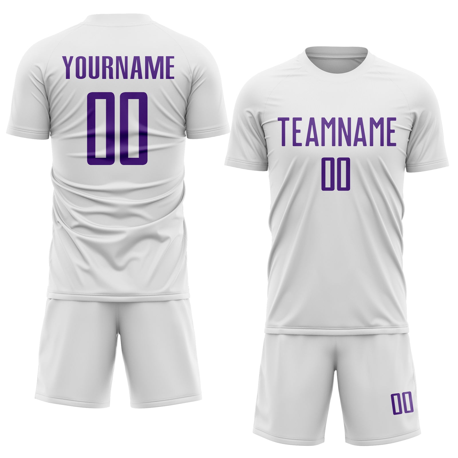 Custom White Purple Sublimation Soccer Uniform Jersey