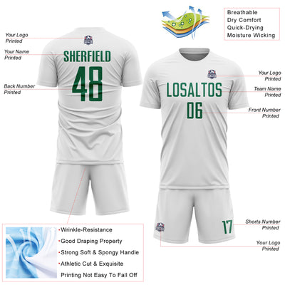 Custom White Kelly Green Sublimation Soccer Uniform Jersey