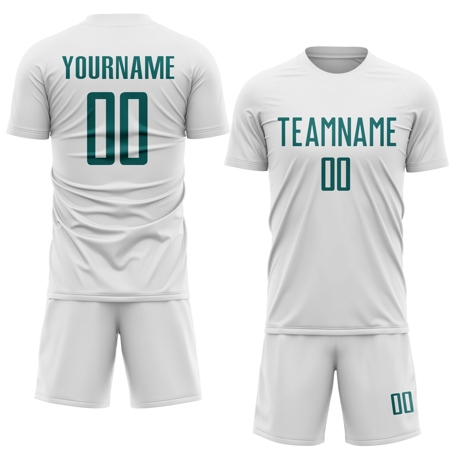Custom White Teal Sublimation Soccer Uniform Jersey