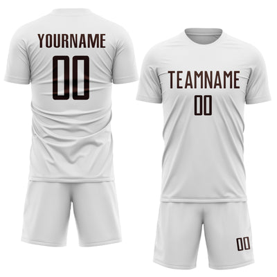 Custom White Brown Sublimation Soccer Uniform Jersey