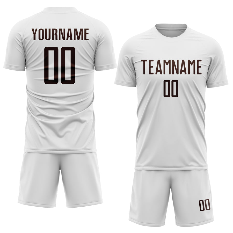 Custom White Brown Sublimation Soccer Uniform Jersey