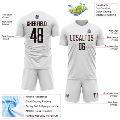 Custom White Brown Sublimation Soccer Uniform Jersey