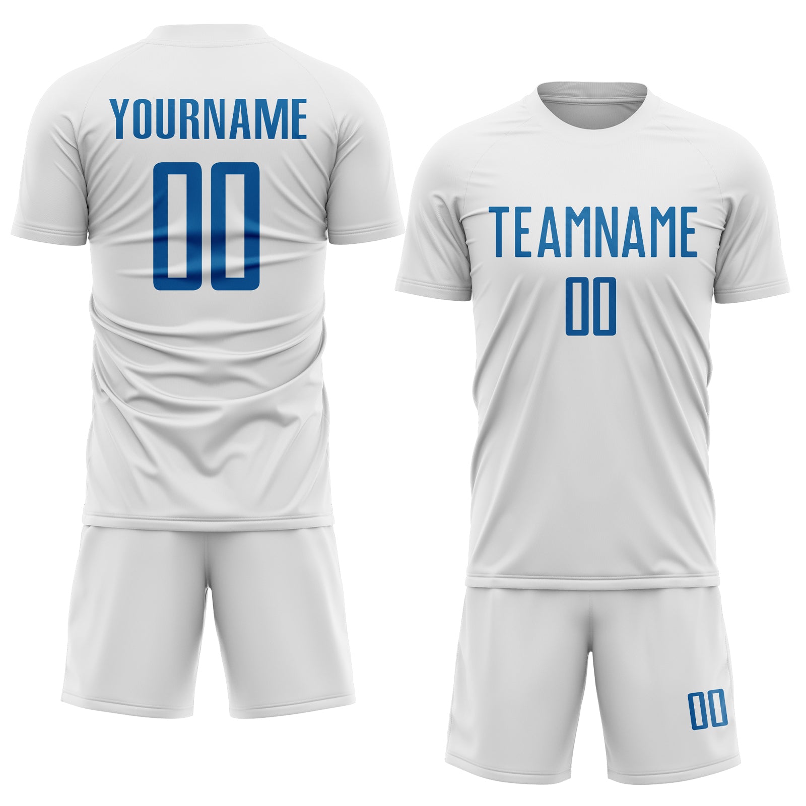 Custom White Blue Sublimation Soccer Uniform Jersey
