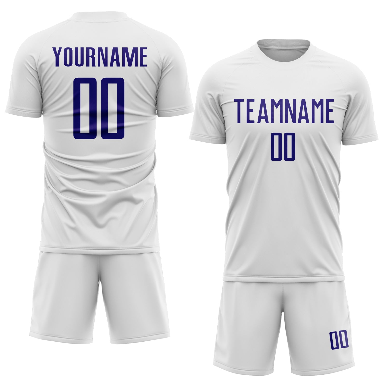 Custom White Dark Purple Sublimation Soccer Uniform Jersey