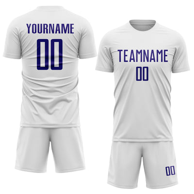 Custom White Dark Purple Sublimation Soccer Uniform Jersey