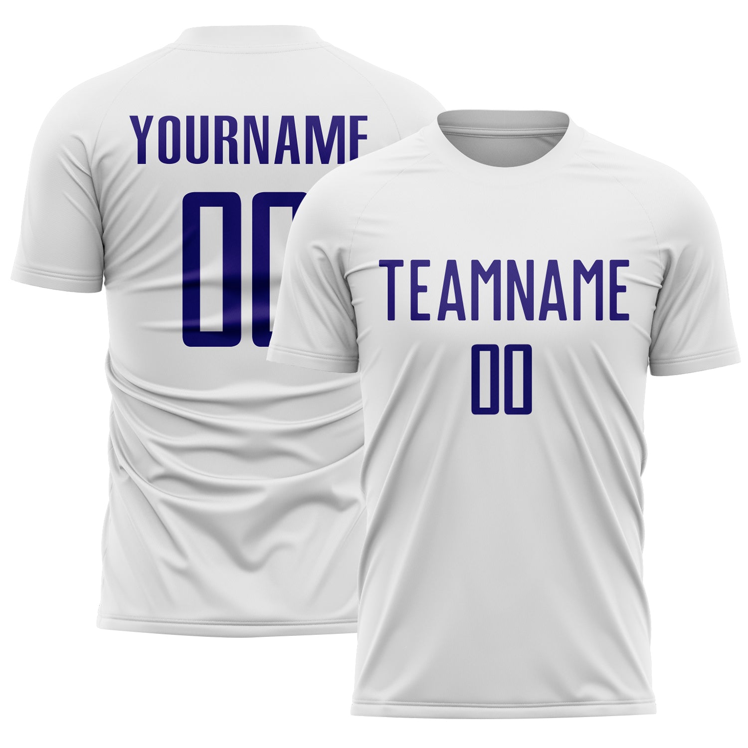 Custom White Dark Purple Sublimation Soccer Uniform Jersey