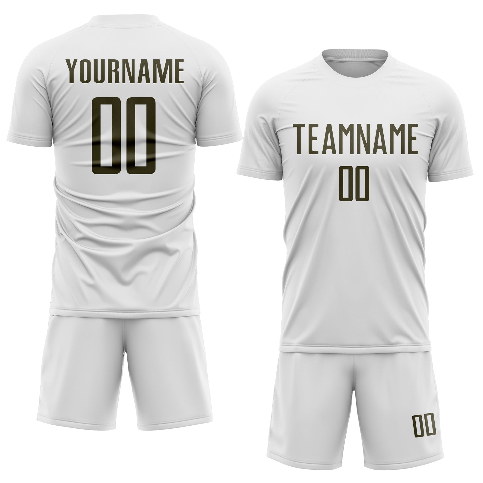 Custom White Olive Sublimation Soccer Uniform Jersey