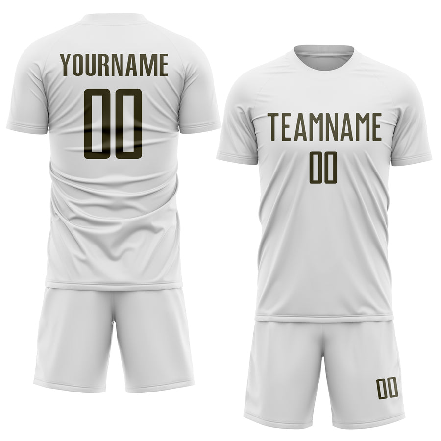 Custom White Olive Sublimation Soccer Uniform Jersey
