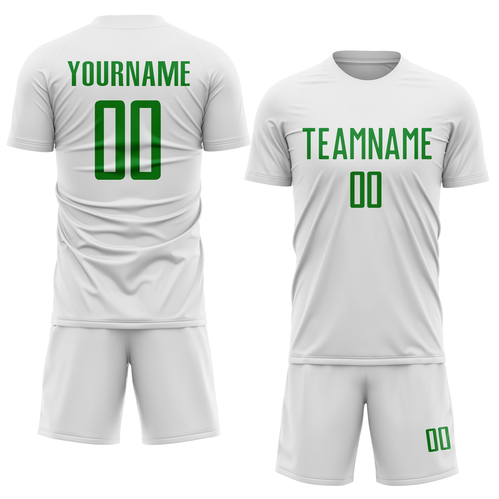 Custom White Grass Green Sublimation Soccer Uniform Jersey