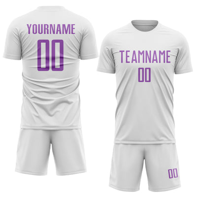 Custom White Medium Purple Sublimation Soccer Uniform Jersey