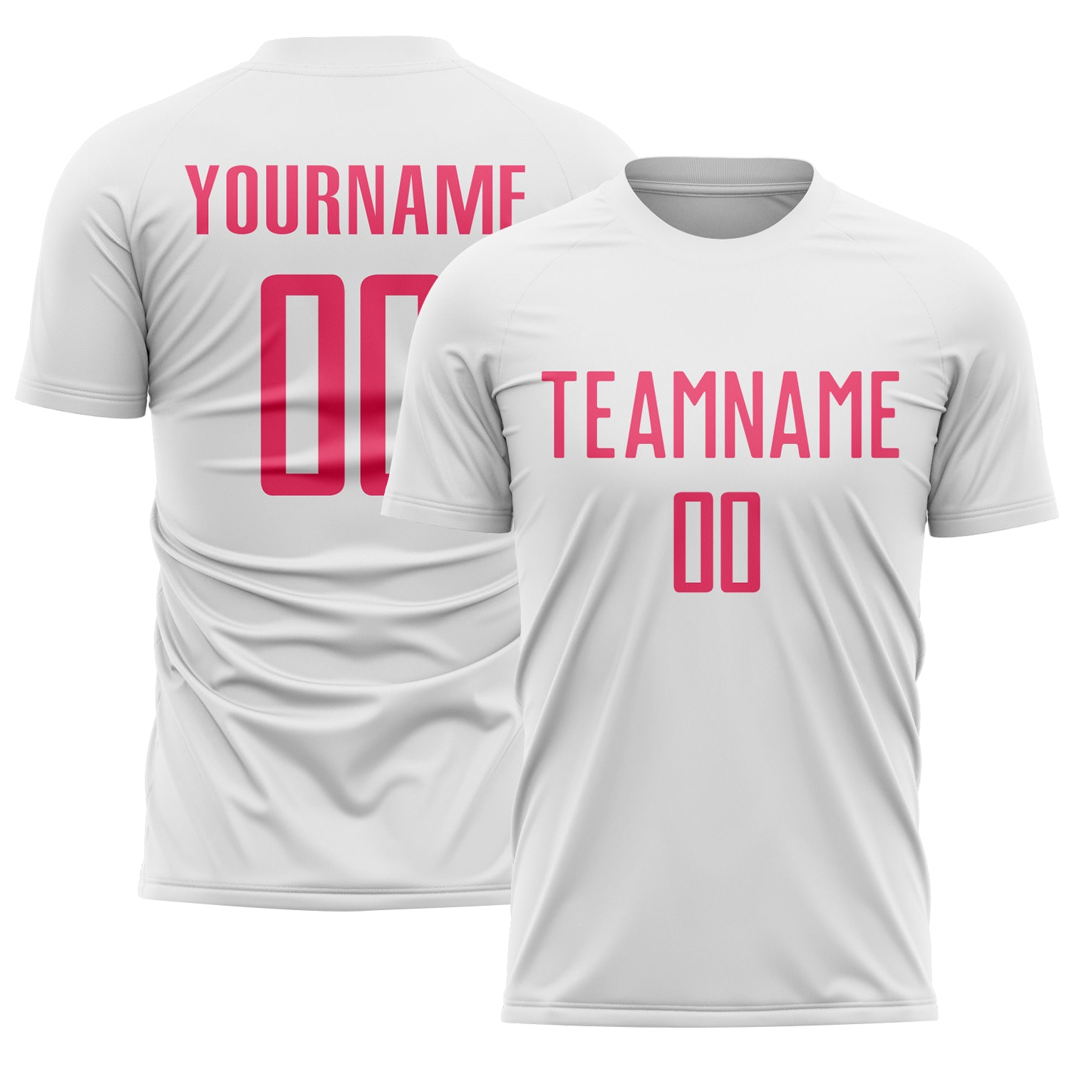 Custom White Neon Pink Sublimation Soccer Uniform Jersey
