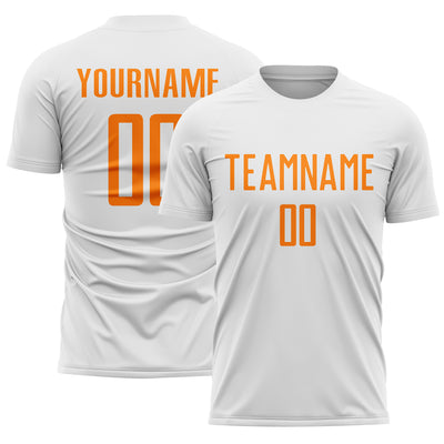 Custom White Bay Orange Sublimation Soccer Uniform Jersey