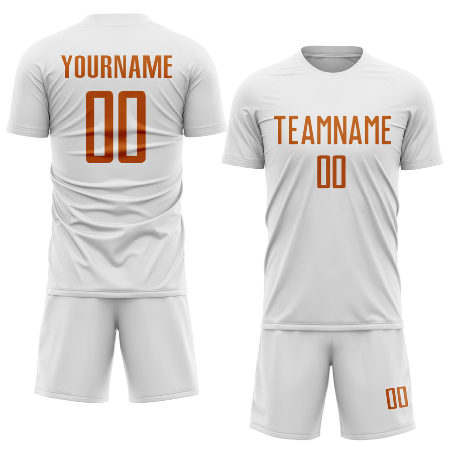 Custom White Texas Orange Sublimation Soccer Uniform Jersey