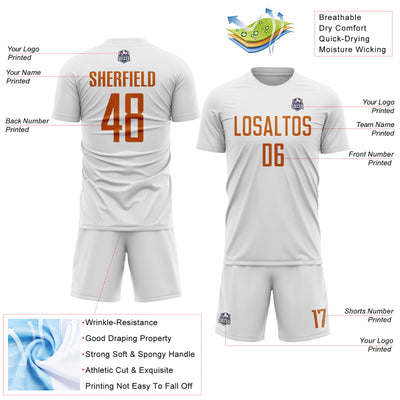 Custom White Texas Orange Sublimation Soccer Uniform Jersey