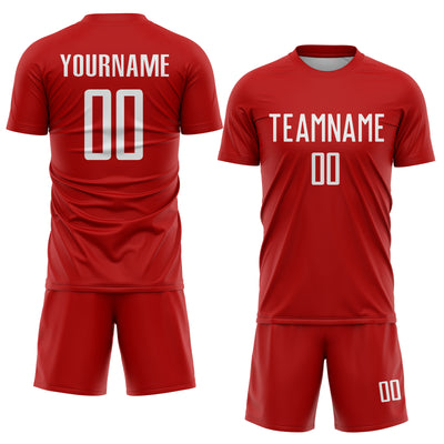 Custom Red White Sublimation Soccer Uniform Jersey