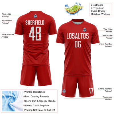 Custom Red White Sublimation Soccer Uniform Jersey