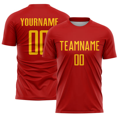 Custom Red Yellow Sublimation Soccer Uniform Jersey