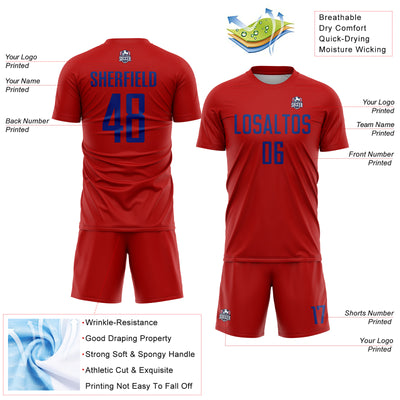 Custom Red Royal Sublimation Soccer Uniform Jersey