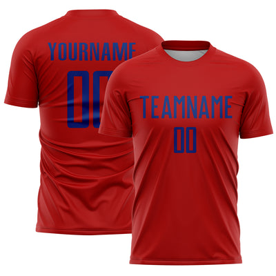 Custom Red Royal Sublimation Soccer Uniform Jersey