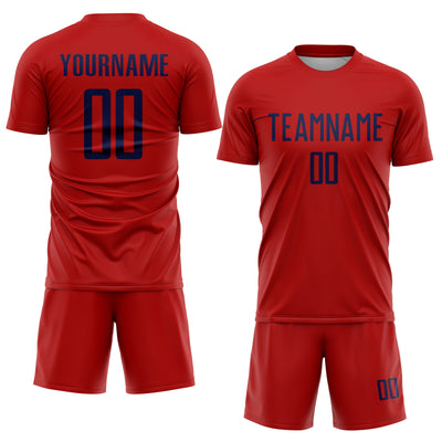 Custom Red Navy Sublimation Soccer Uniform Jersey
