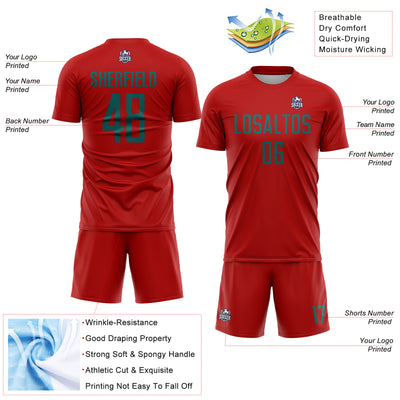 Custom Red Teal Sublimation Soccer Uniform Jersey