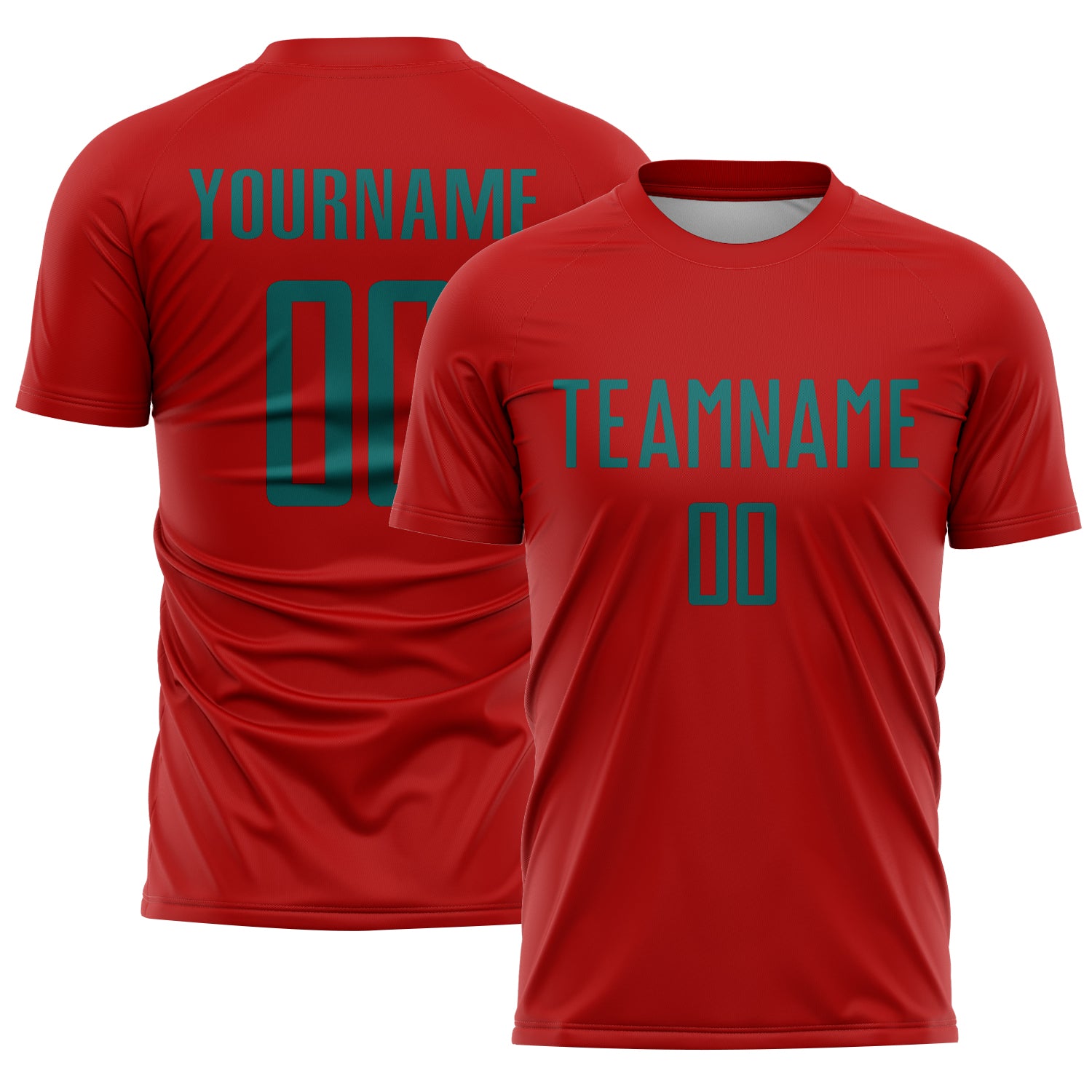 Custom Red Teal Sublimation Soccer Uniform Jersey