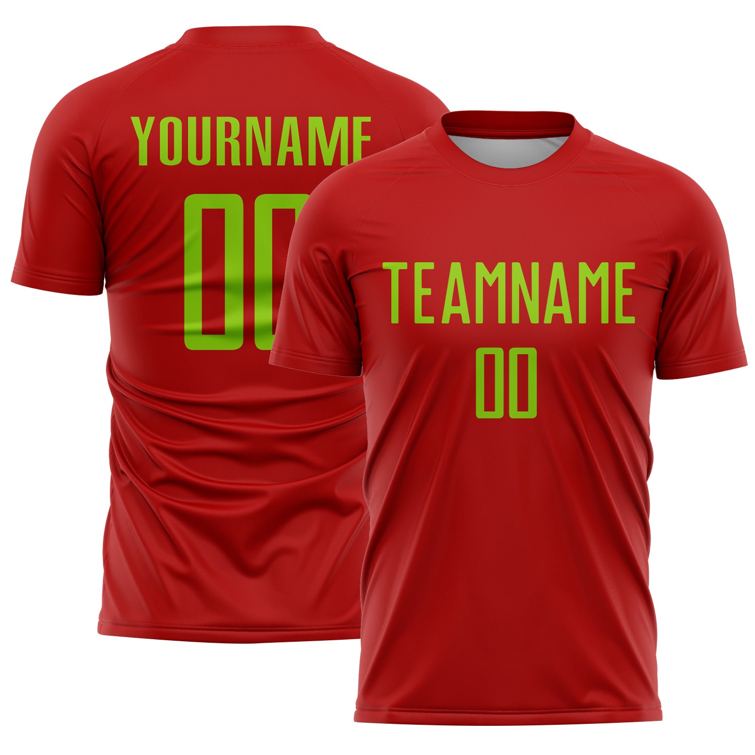Custom Red Neon Green Sublimation Soccer Uniform Jersey