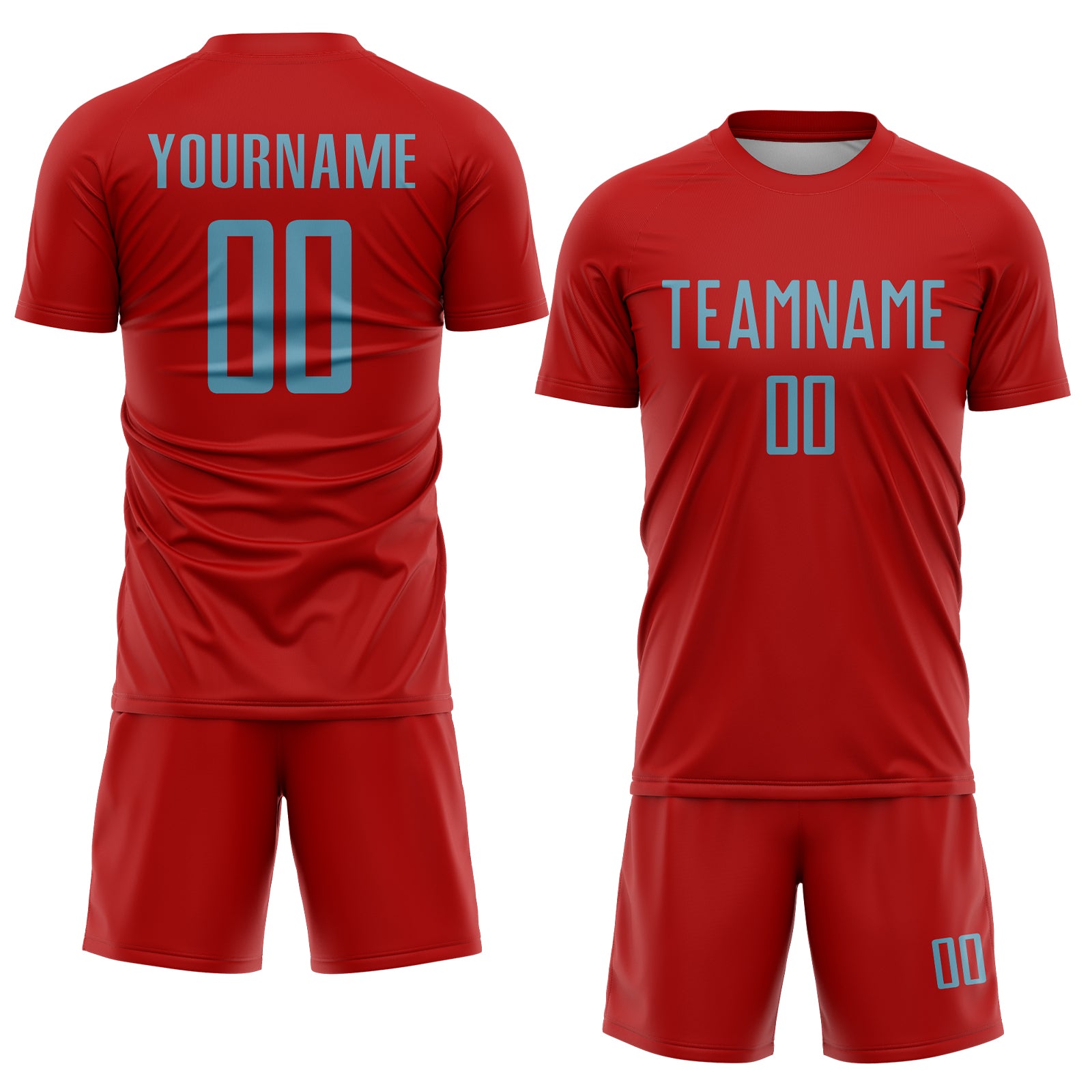 Custom Red Shadow Blue Sublimation Soccer Uniform Jersey