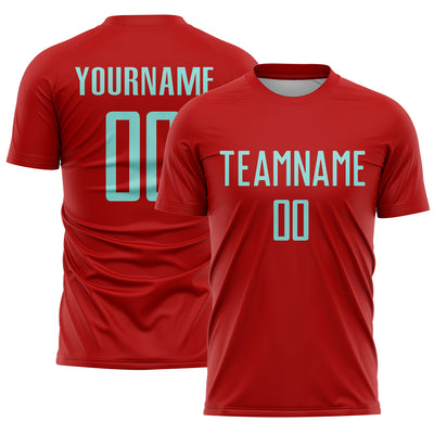 Custom Red Ice Blue Sublimation Soccer Uniform Jersey
