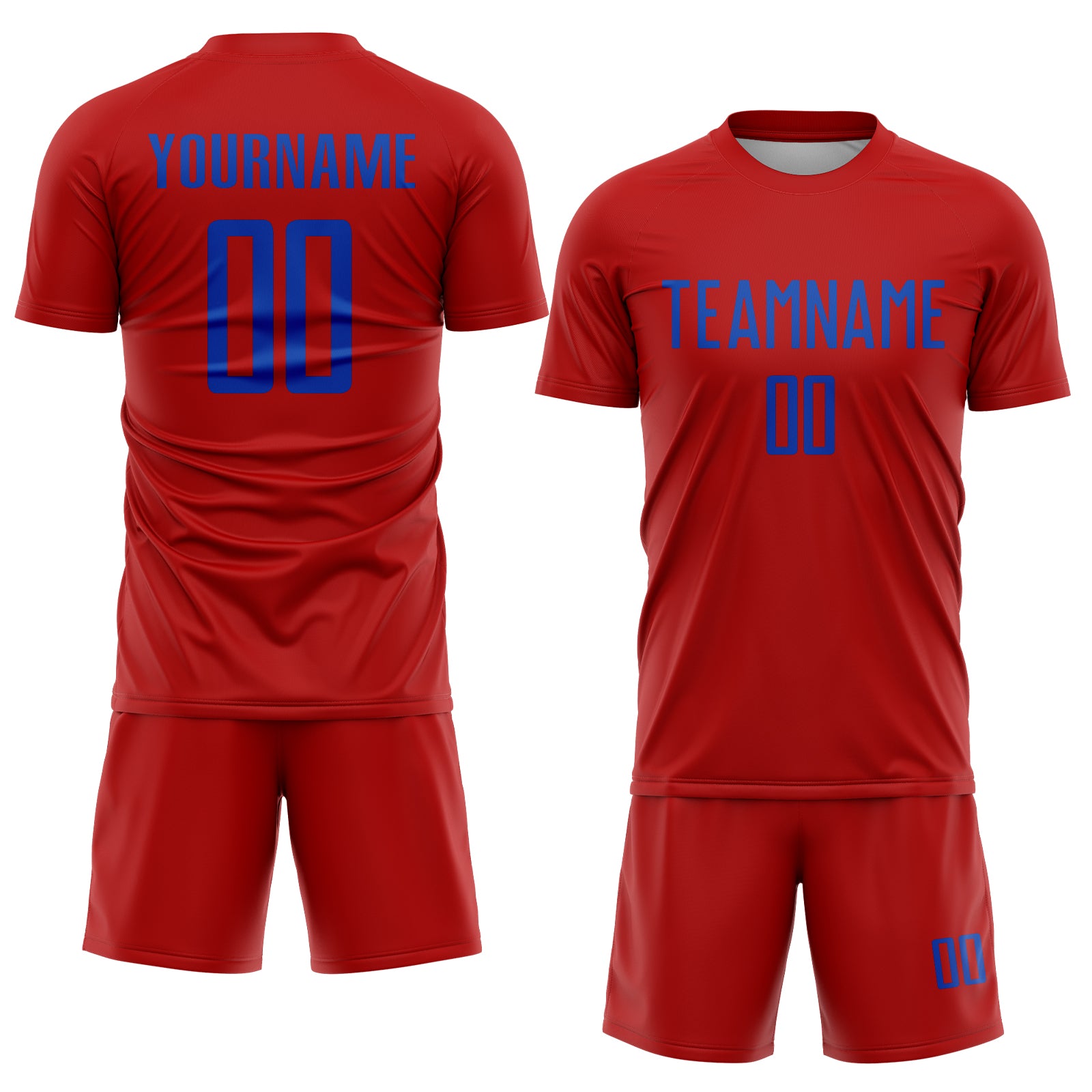 Custom Red Thunder Blue Sublimation Soccer Uniform Jersey