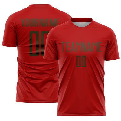 Custom Red Olive Sublimation Soccer Uniform Jersey