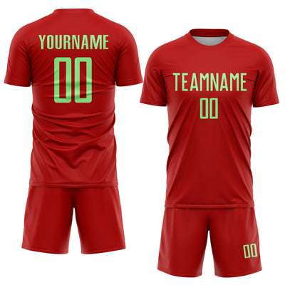 Custom Red Pea Green Sublimation Soccer Uniform Jersey