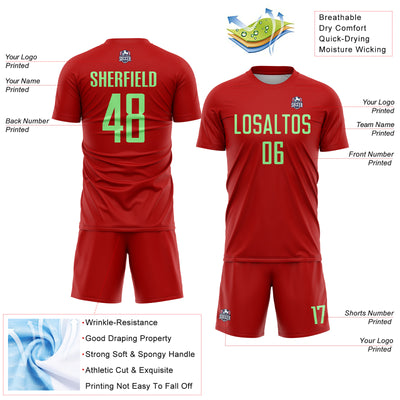 Custom Red Pea Green Sublimation Soccer Uniform Jersey