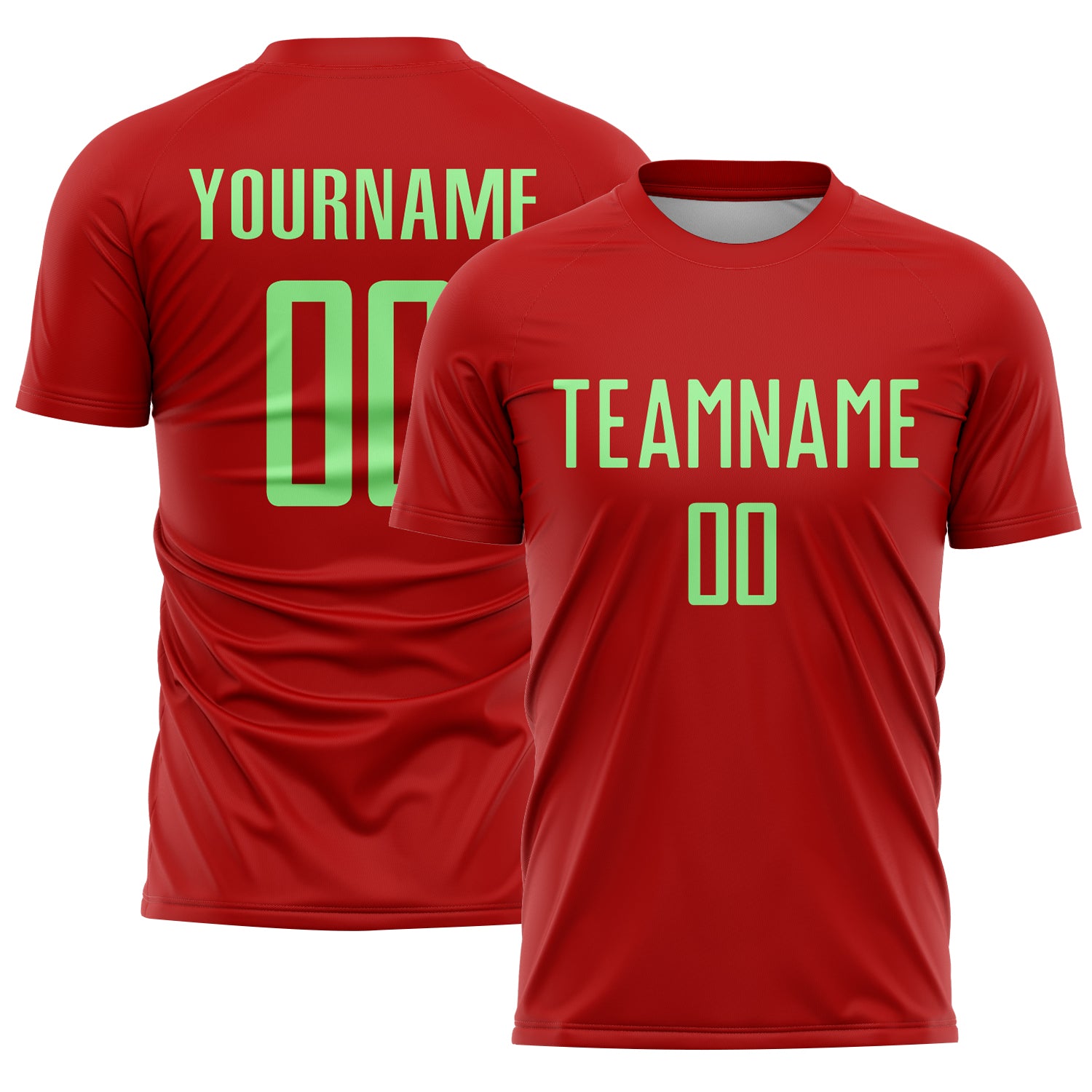 Custom Red Pea Green Sublimation Soccer Uniform Jersey